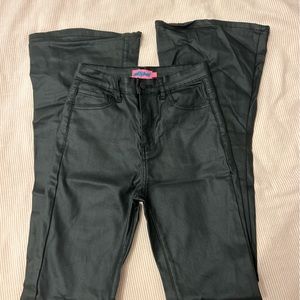 Trendy black leather pants